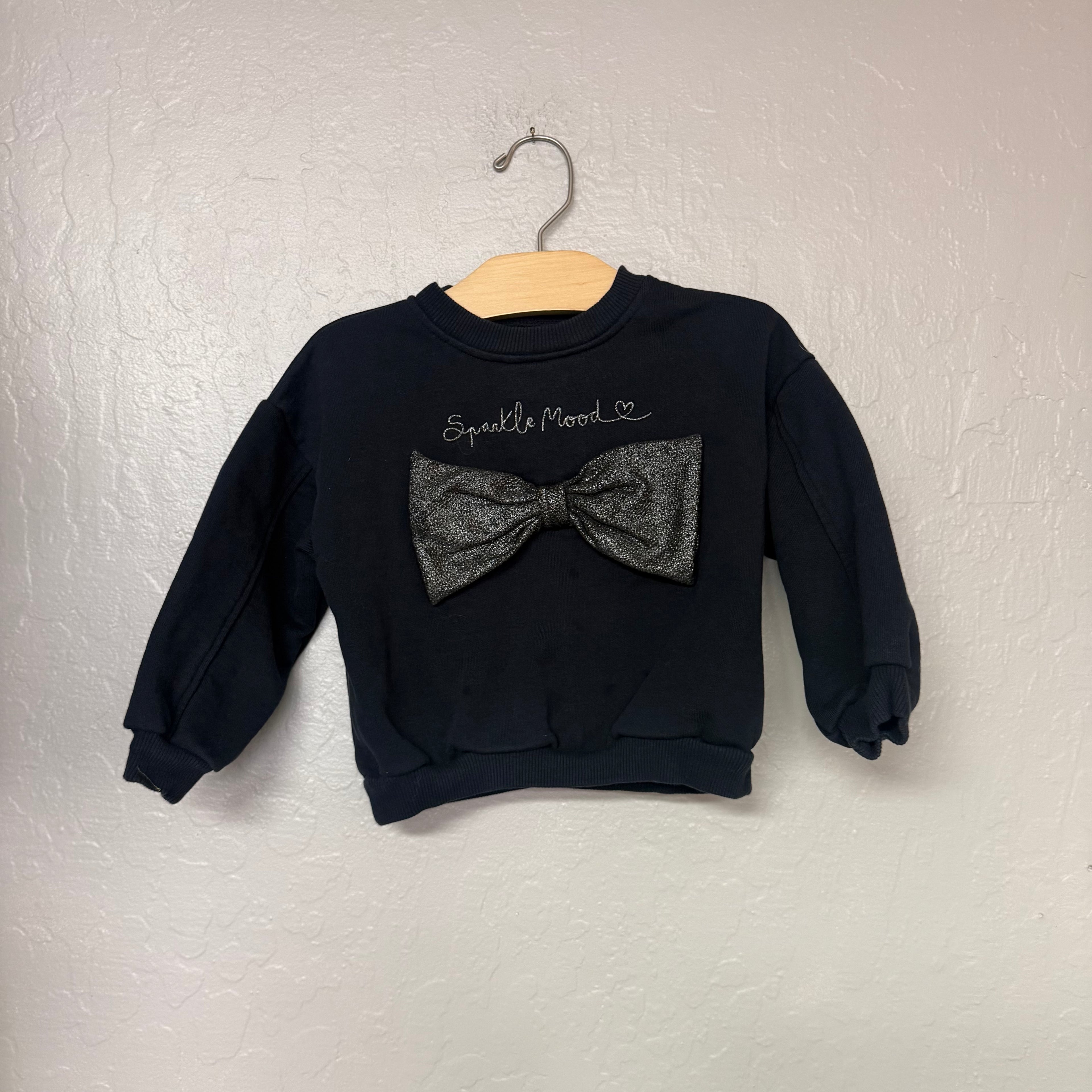 zara girls black sweatshirt with bow 4Y