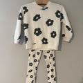 zara girls' cream and black floral set