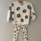 zara girls' cream and black floral set