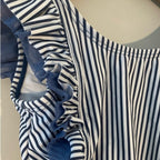 ruffle butts swimsuit blue white stripe 12-18M