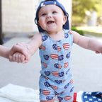 caden lane romper flag shortie romper 18-24M
