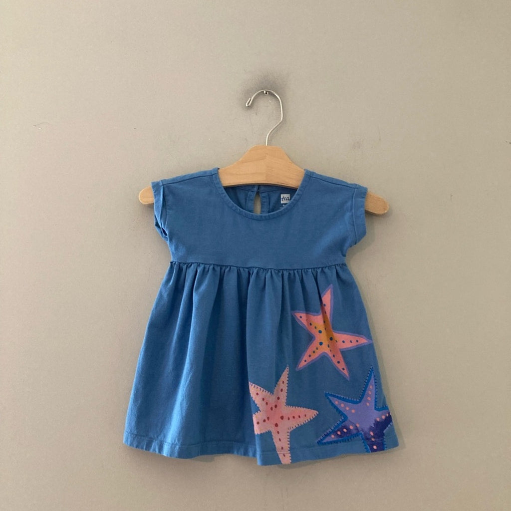 tea collection blue starfish dress 9-12M