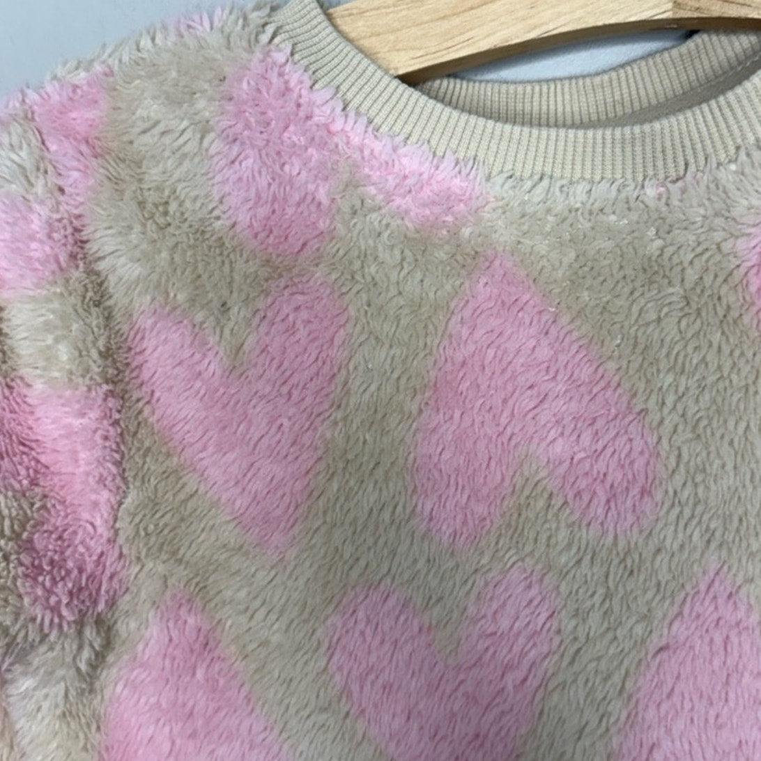 hanna andersson sherpa hearts pullover 3Y