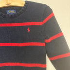 ralph lauren navy blue and red stripe sweater 4Y