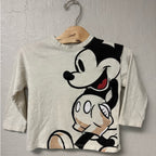 zara x disney cream long-sleeve mickey tee 2-3Y