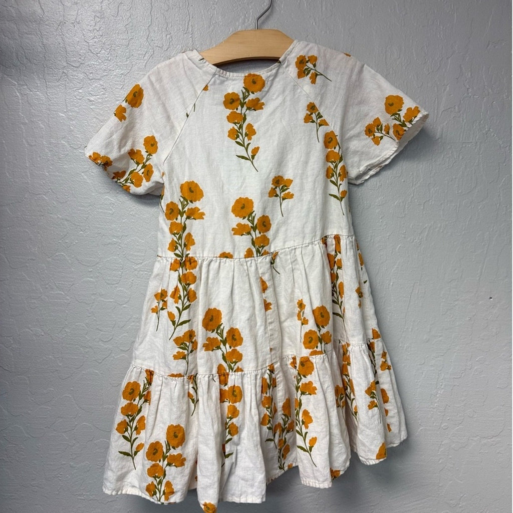 zara cream orange floral dress 8-9Y