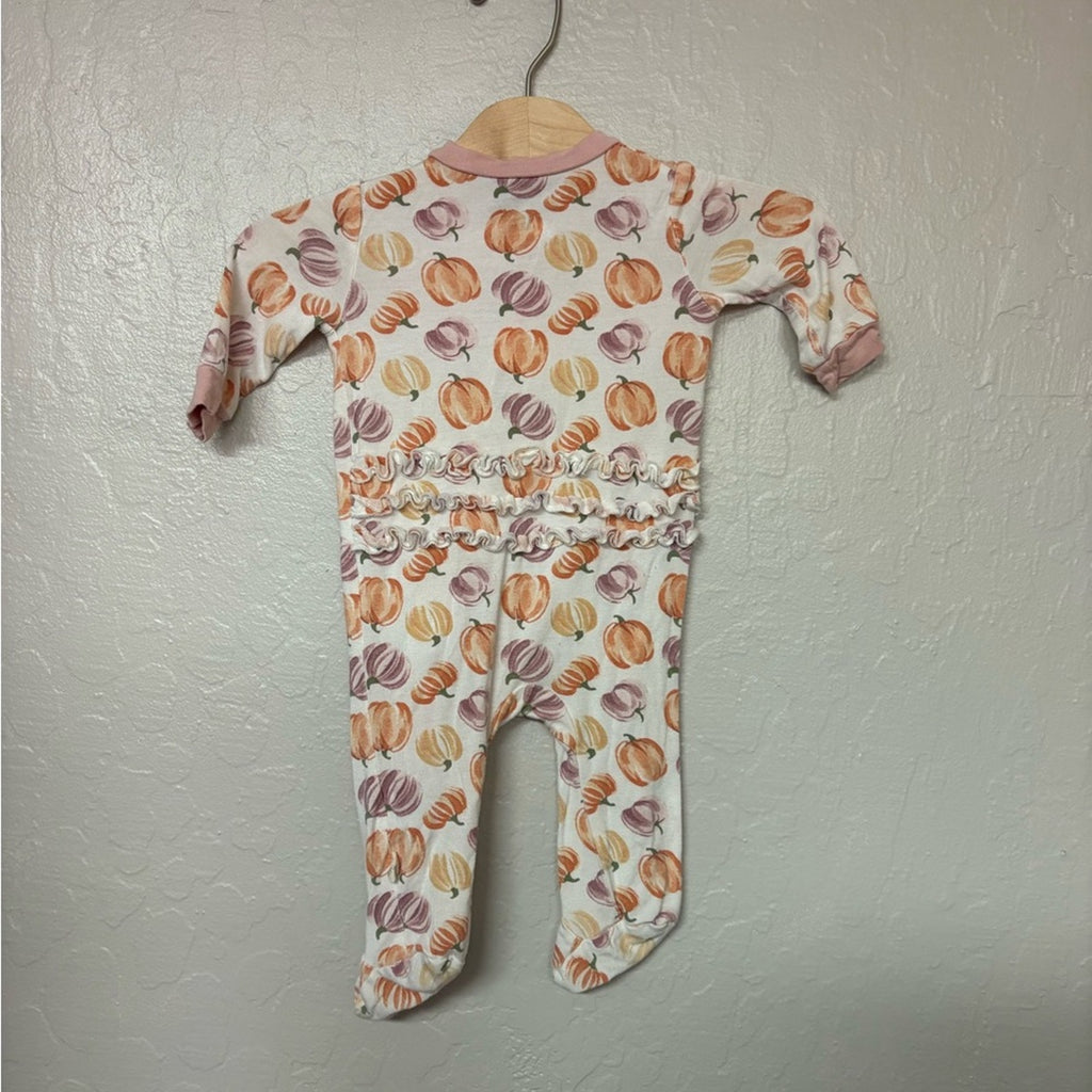 milkberry girls' pumpkin footie 0-3M