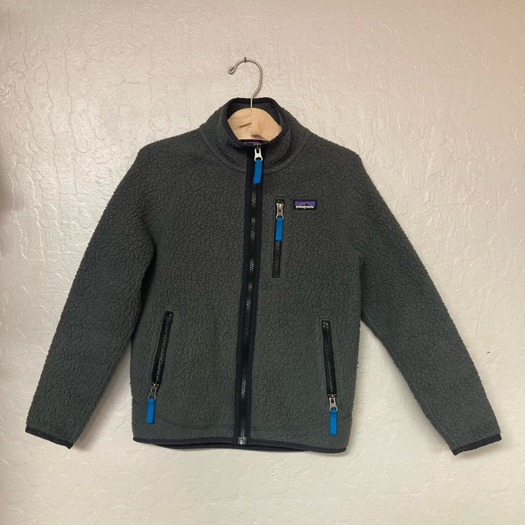 patagonia gray fleece jacket 7-8Y