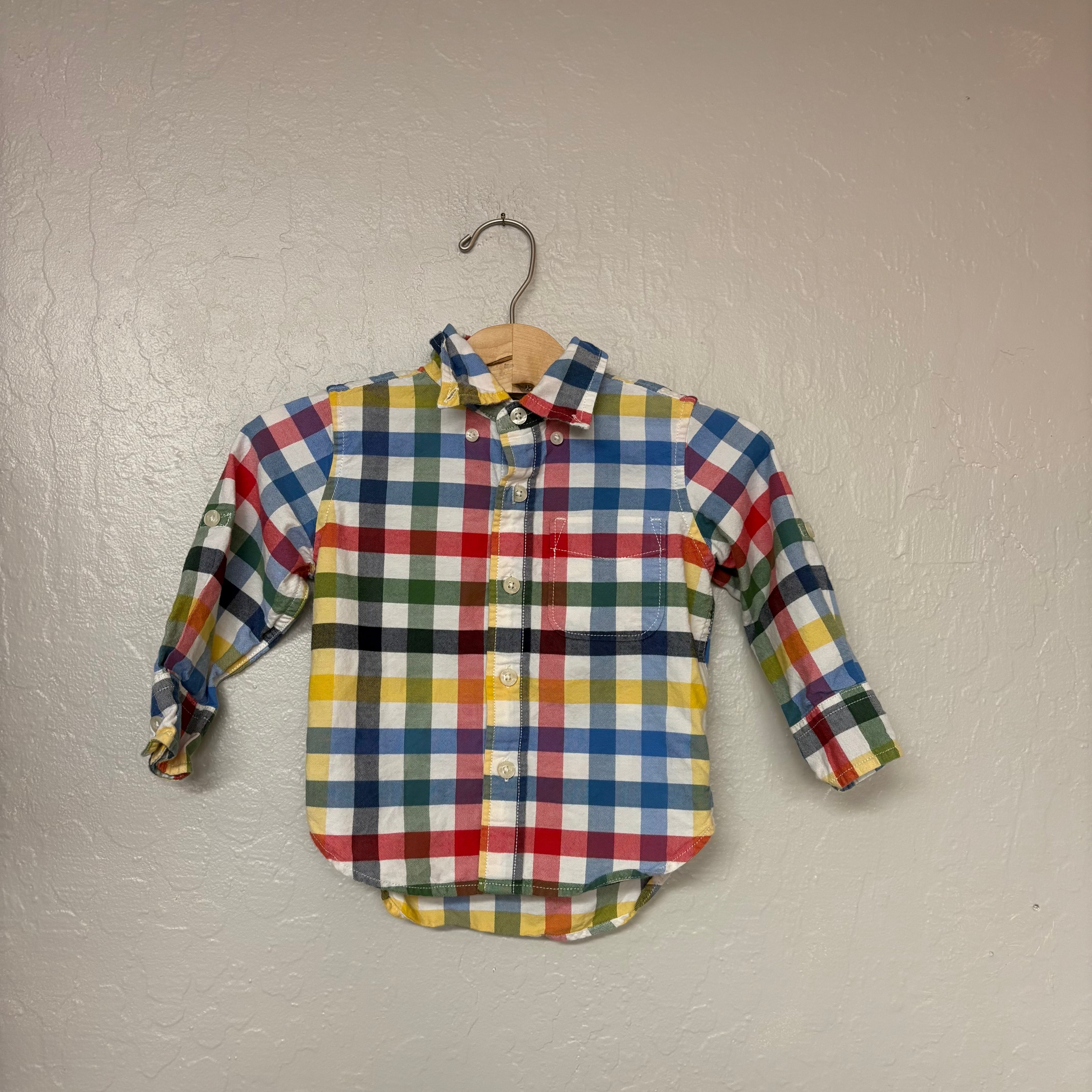 baby gap boys colorful plaid button down 18-24M