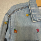 zara girls denim floral embroidered jacket 3-4Y