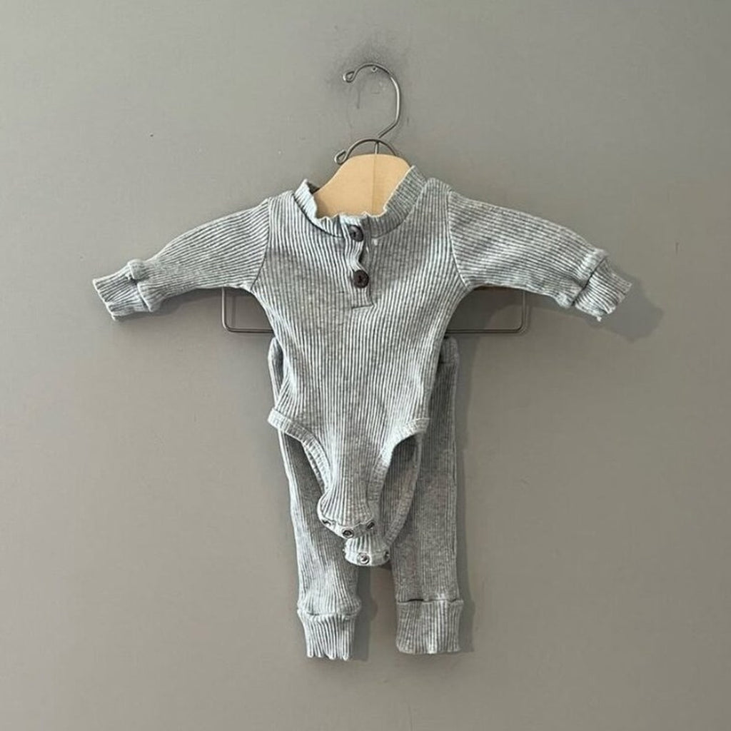 forever french baby gray ribbed set