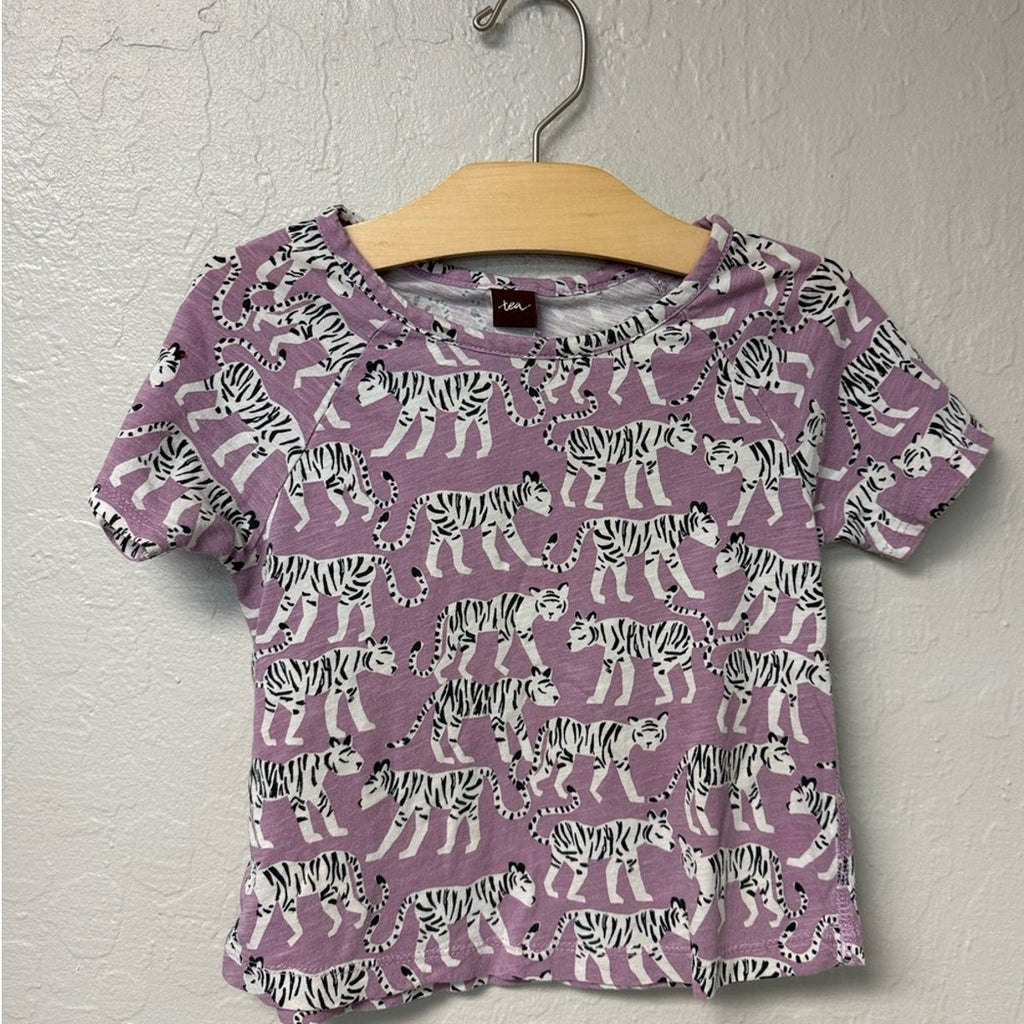 tea collection jaguar print purple tee 4Y