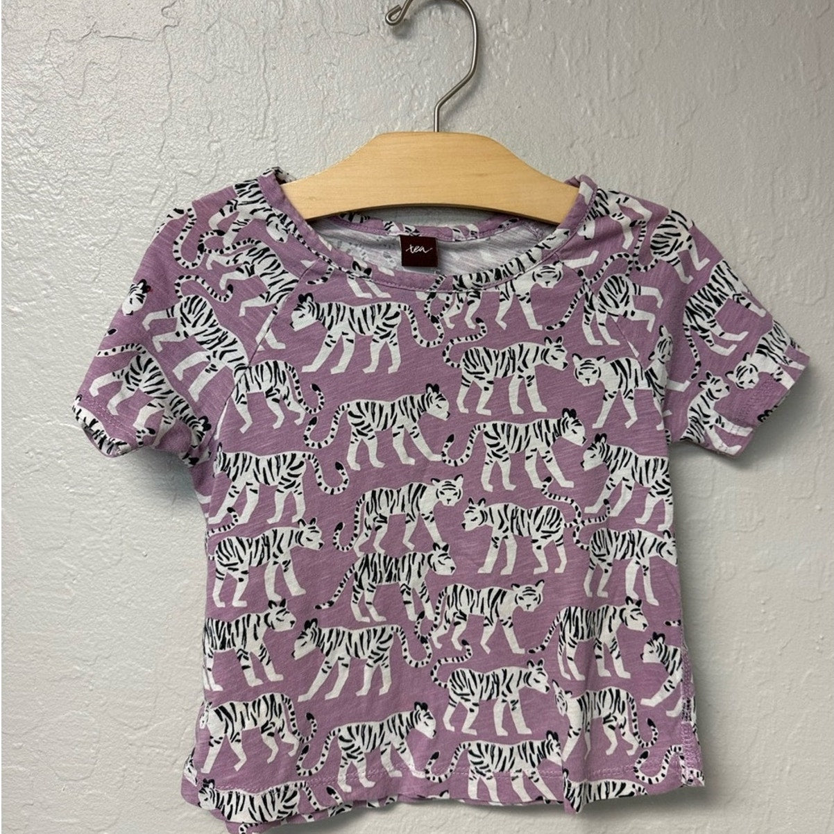 tea collection jaguar print purple tee 4Y
