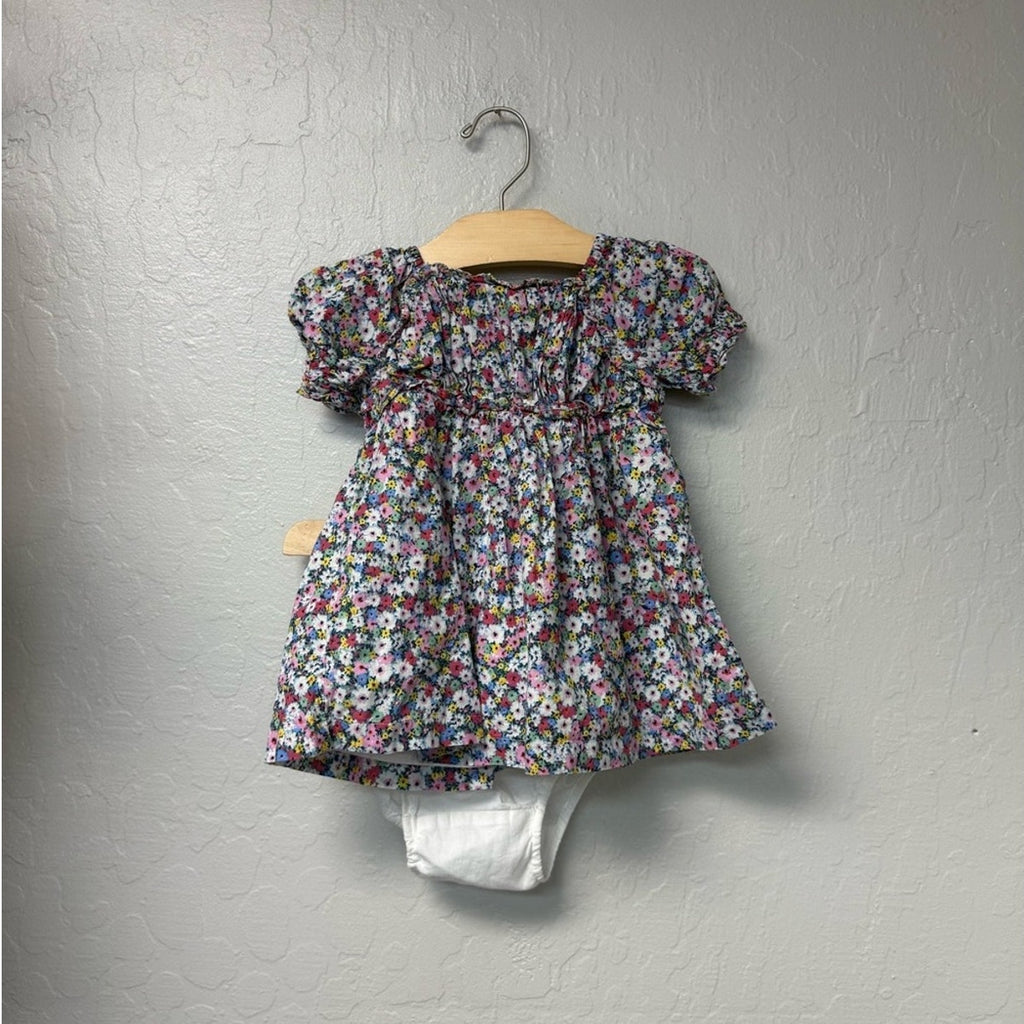 baby gap floral dress white bloomers 12-18M