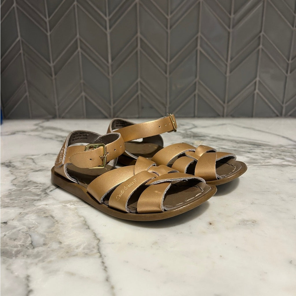 salt water girls' gold sandals 8c