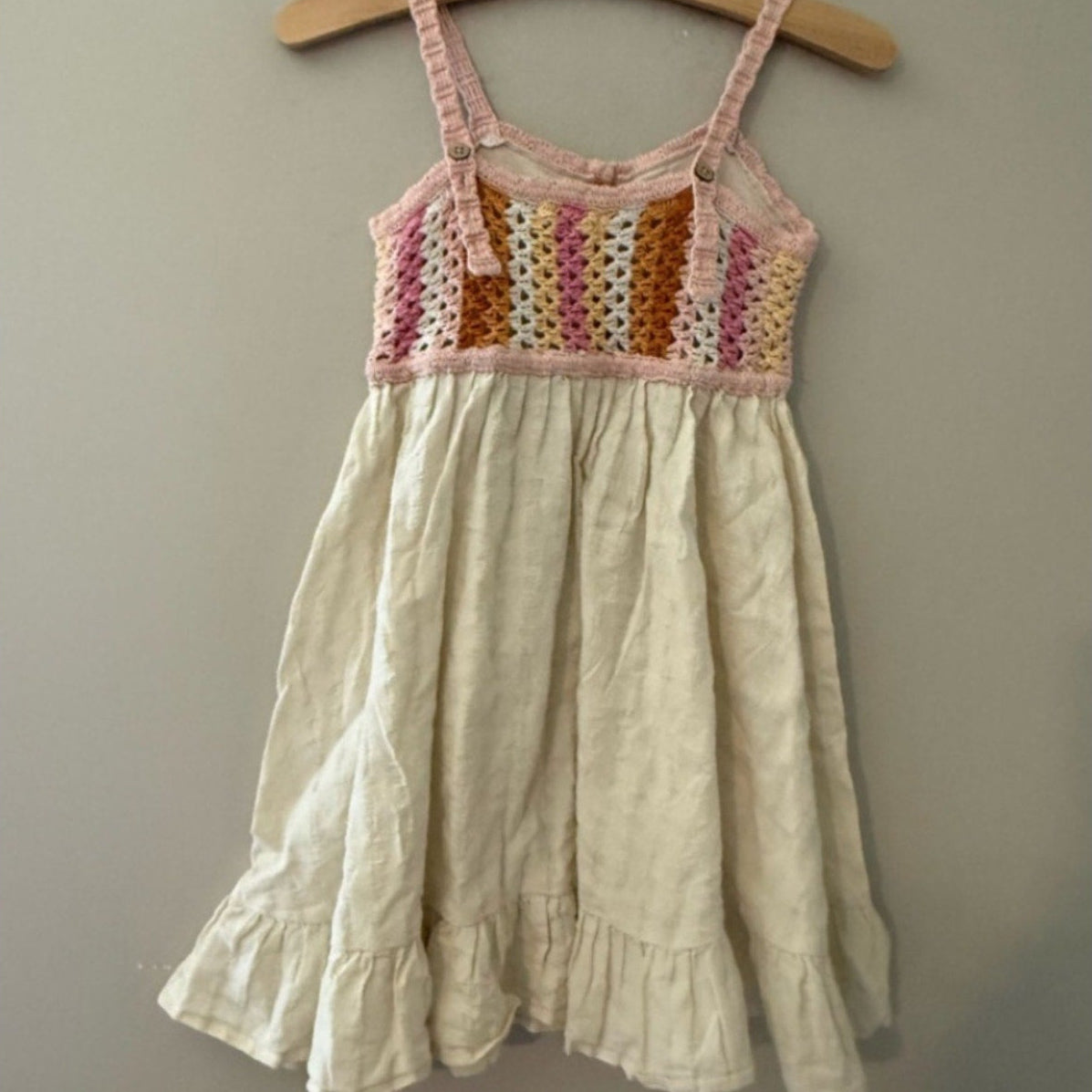 ghanda girls' pink cream dress 3-4Y