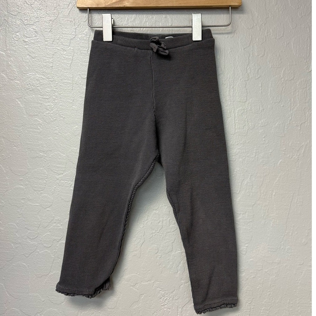zara girls' gray waffle leggings 3-4Y