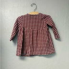 zara dark red gingham long sleeve dress 2-3Y