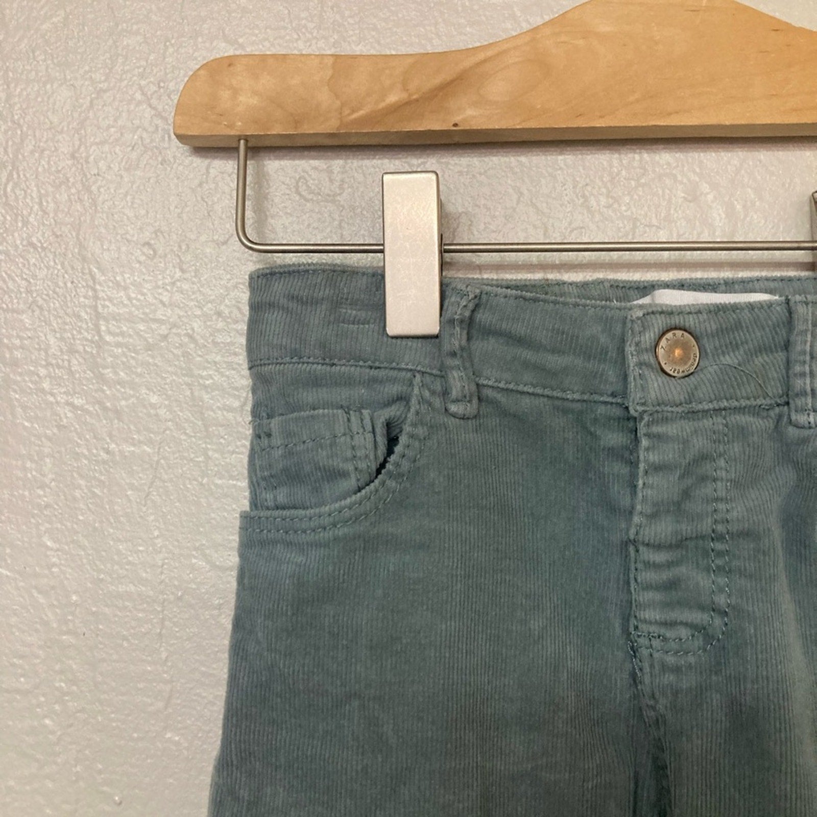 zara girls' blue-green pants 3-4Y