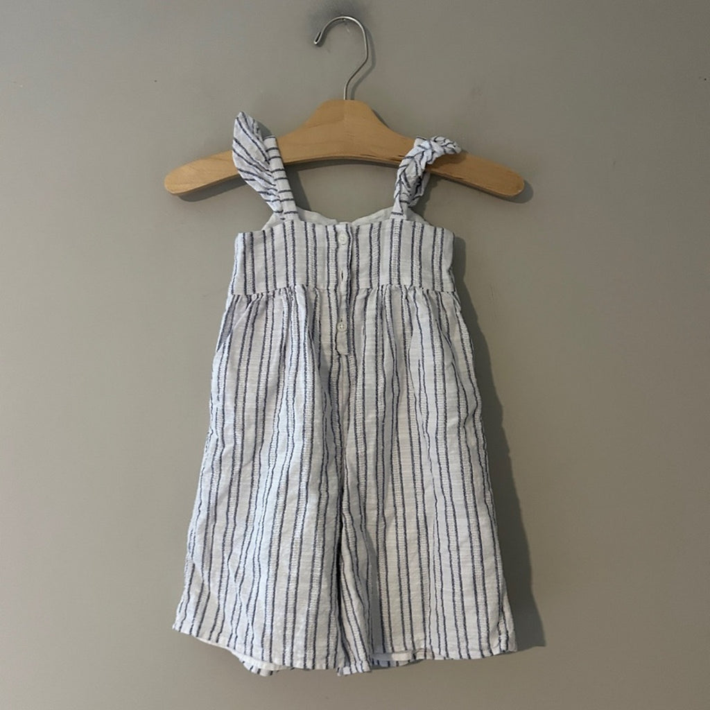 janie and jack white blue stripe romper 12-18M