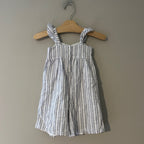 janie and jack white blue stripe romper 12-18M