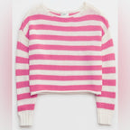 aerie off-shoulder pink white stripe sweater XL