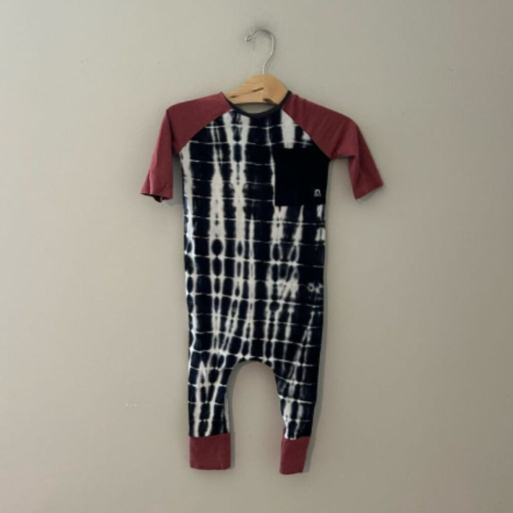 rags boys' maroon tie-dye romper 2T