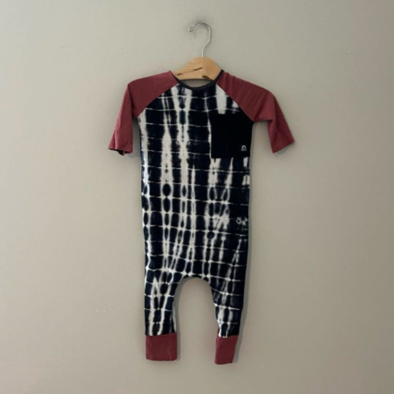 rags boys' maroon tie-dye romper 2T