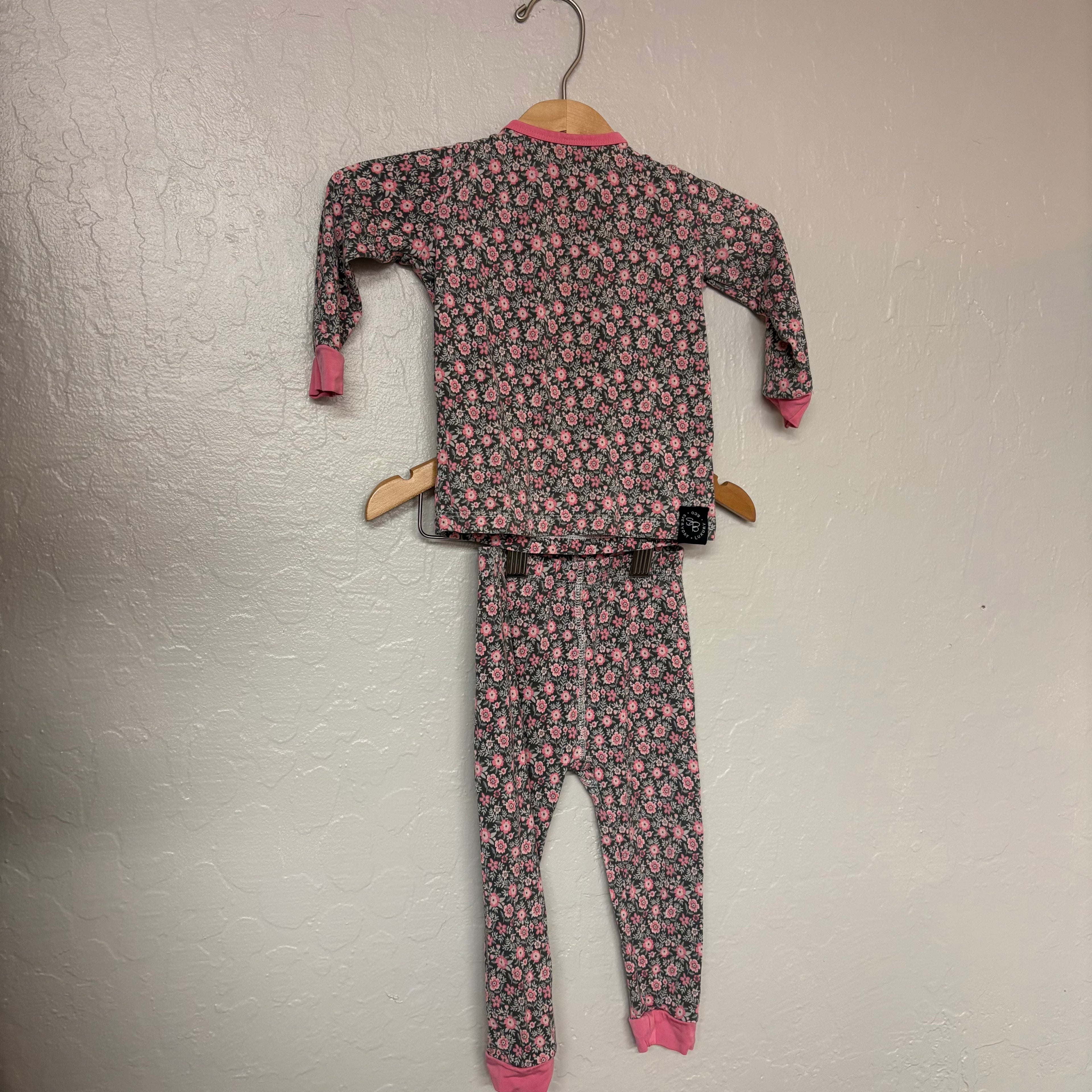 sweet bamboo girls’ blue floral pajama set 18-24M