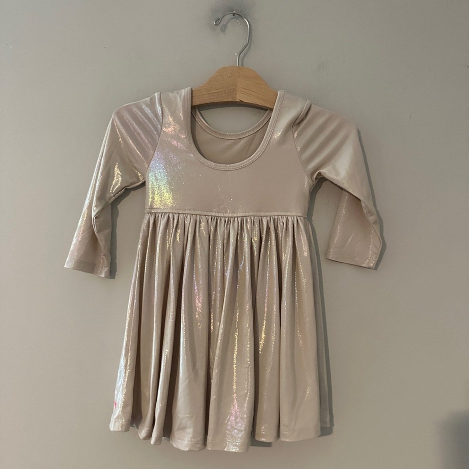 pink chicken pink metallic dress 2T