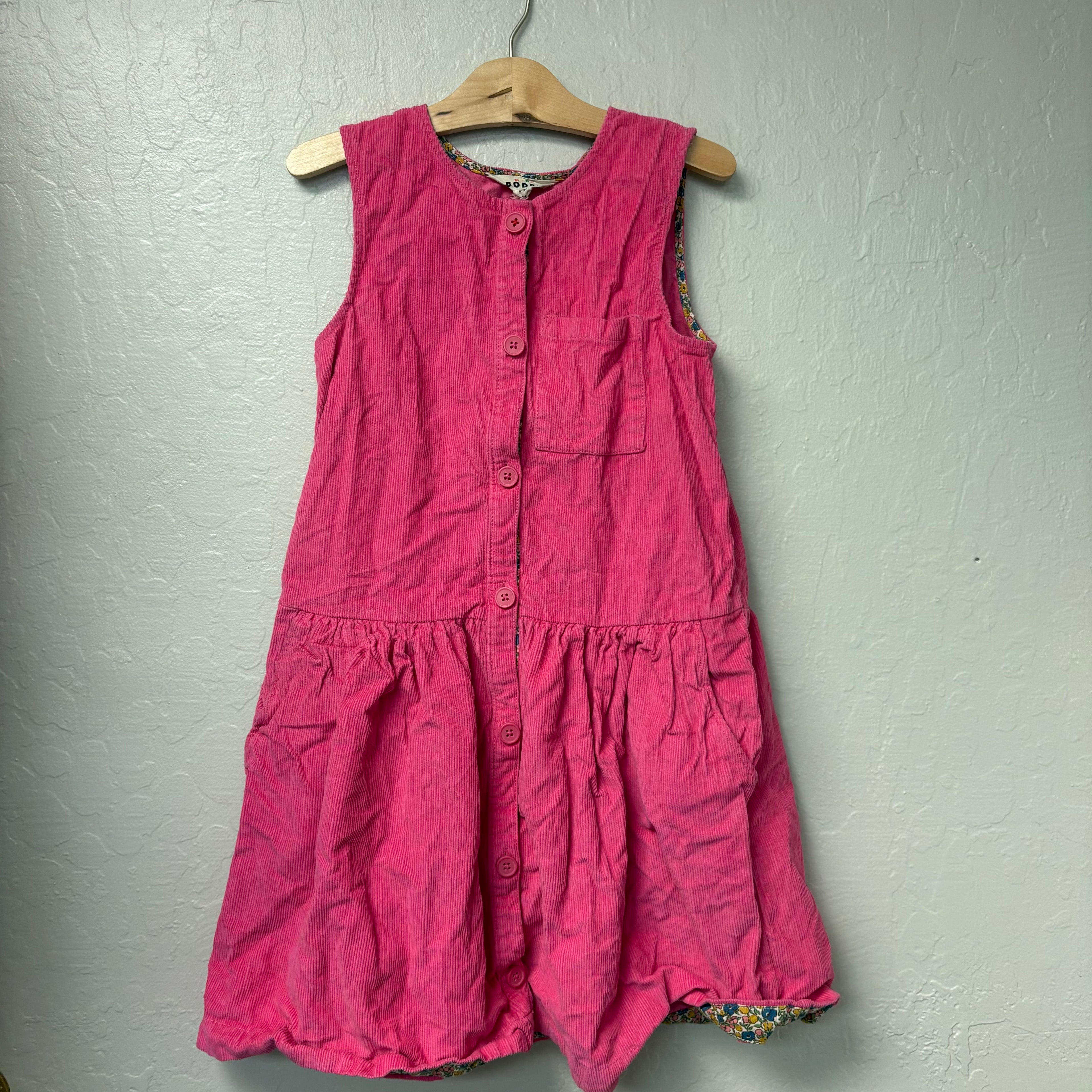 mini boden girls’ pink corduroy sleeveless dress 11-12Y