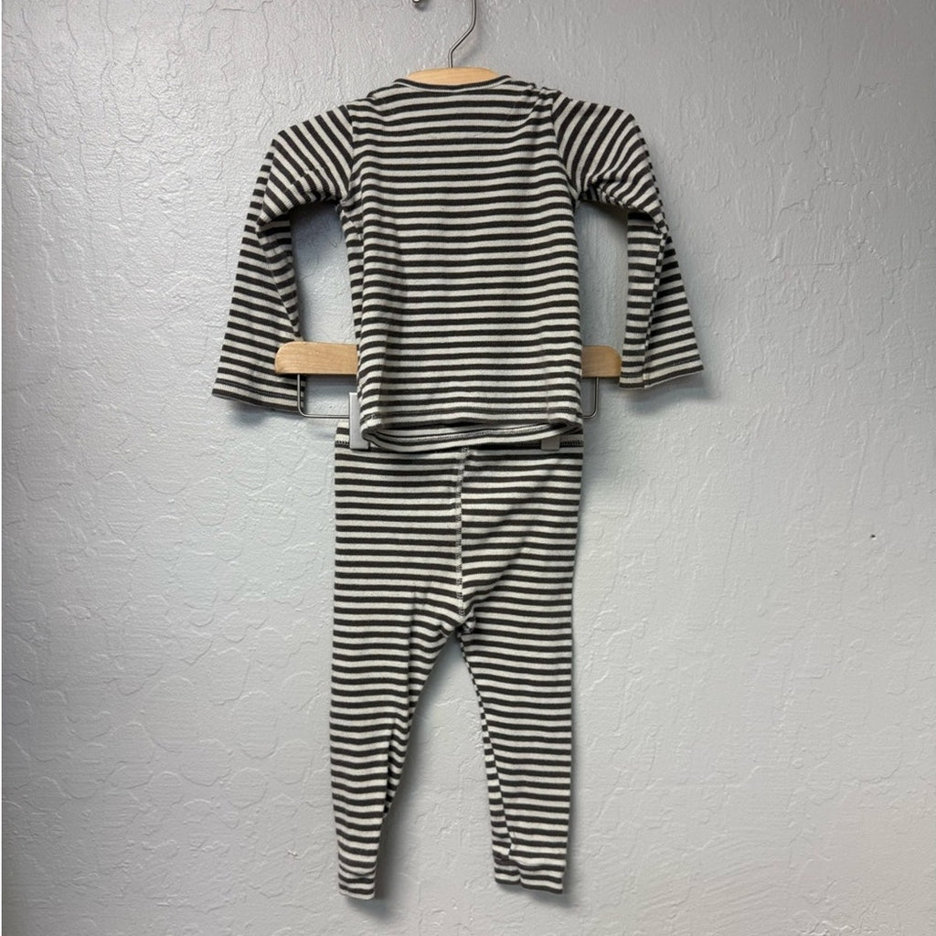 quincy mae cream and brown matching stripe set 6-12M