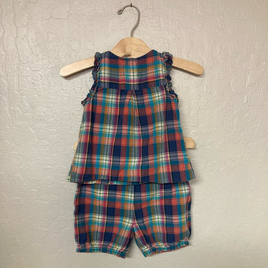 peek little peanut girls' plaid set 12-18M