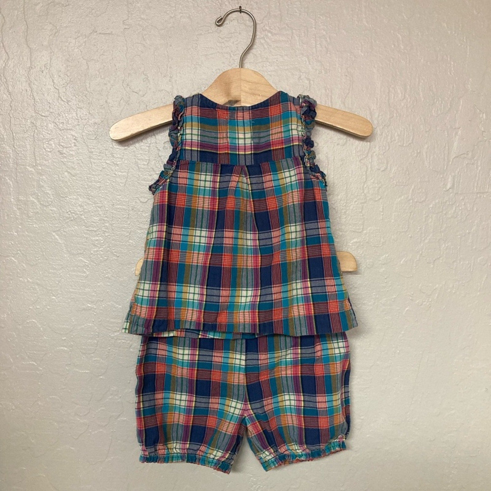 peek little peanut girls' plaid set 12-18M
