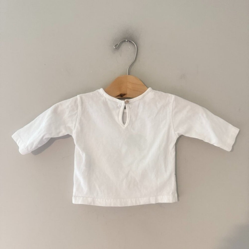 zara long white sleeve graphic tee 1-3M