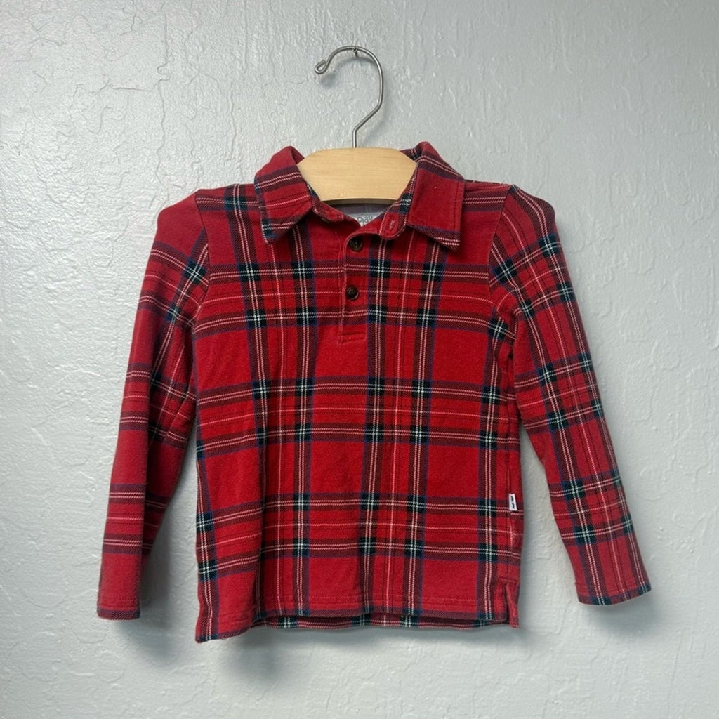 little sleepies boys’ red plaid pullover 18-24M