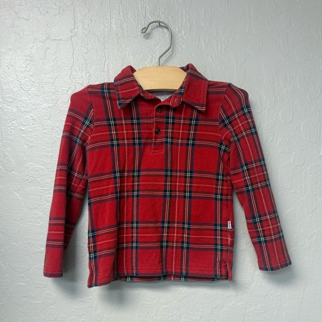 little sleepies boys’ red plaid pullover 18-24M
