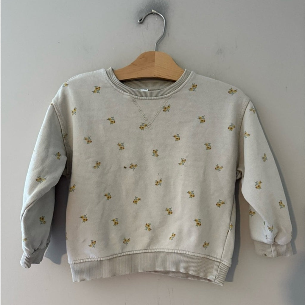zara girls' beige floral sweatshirt 4-5Y