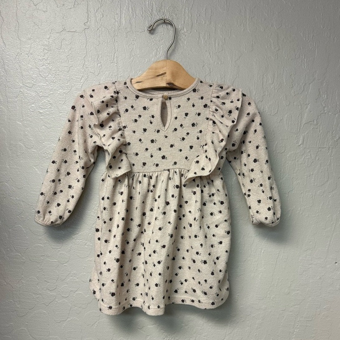 zara girls' floral long sleeve dress 18-24M
