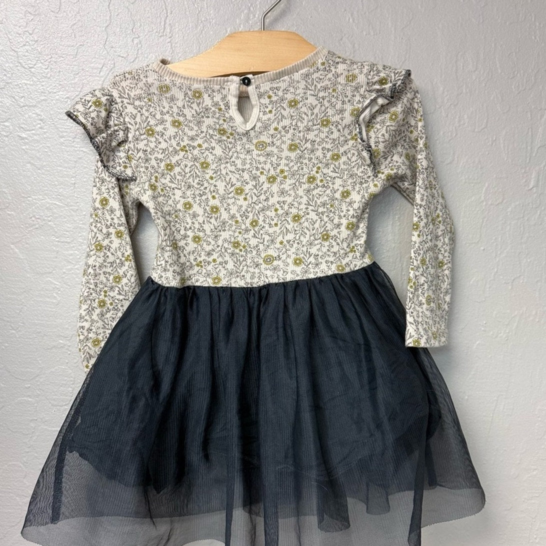 zara girls' combo dress floral tulle 2-3Y