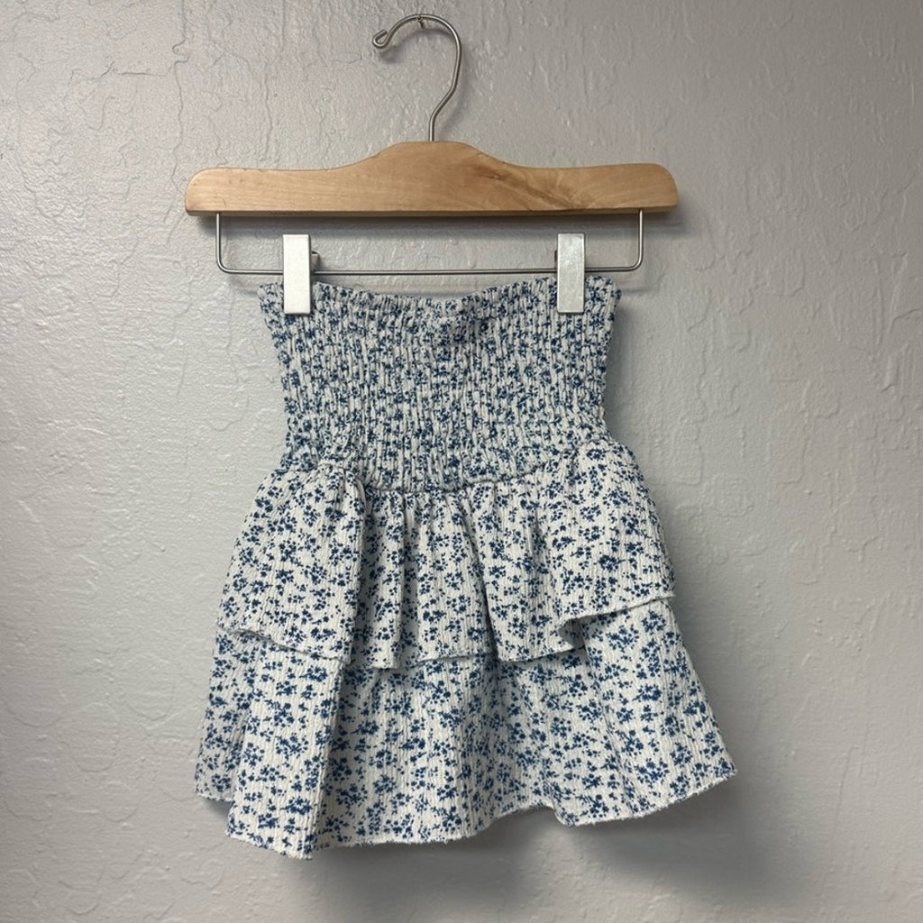 zara girls' cream blue floral skirt 8Y