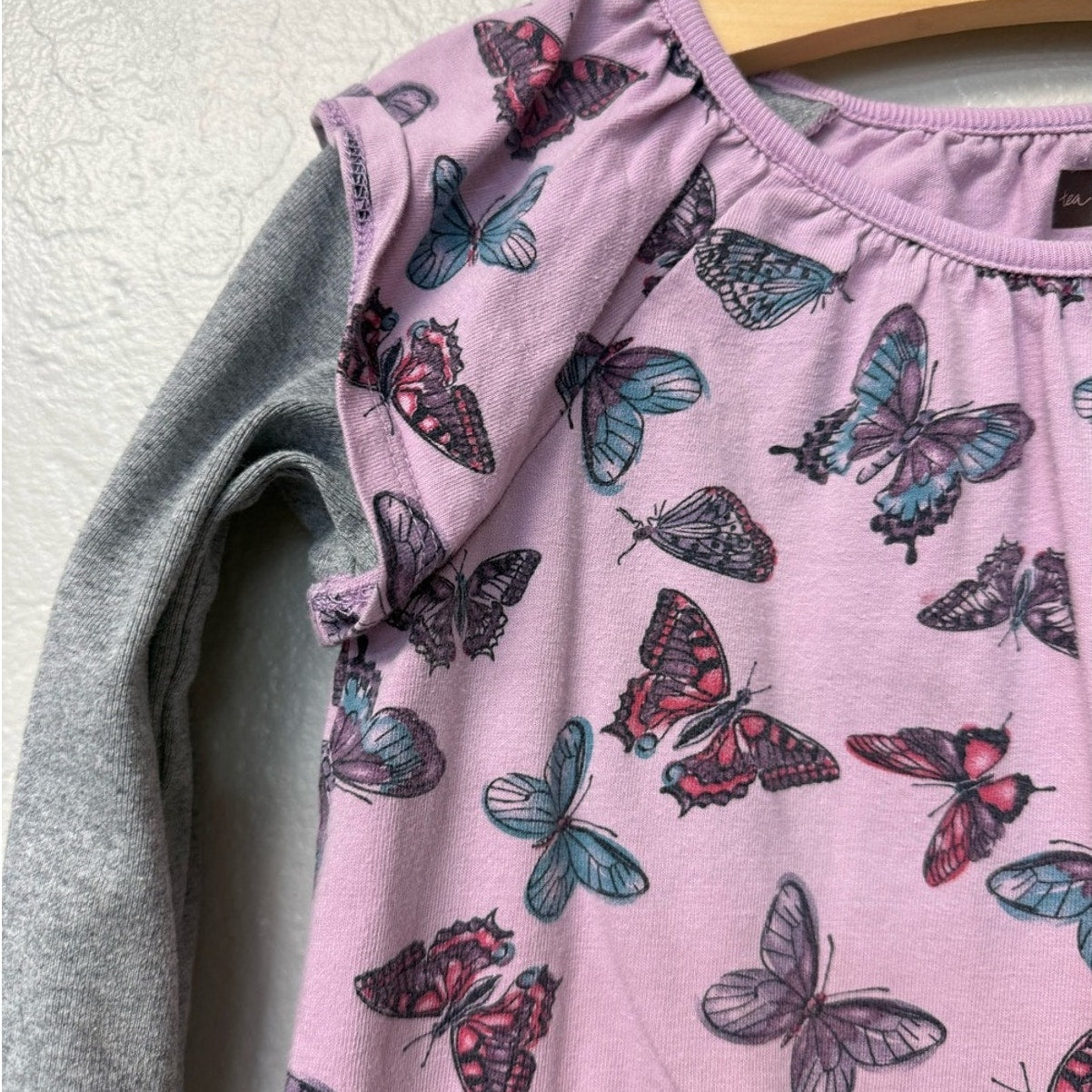 tea collection purple butterflies long-sleeve dress 6Y
