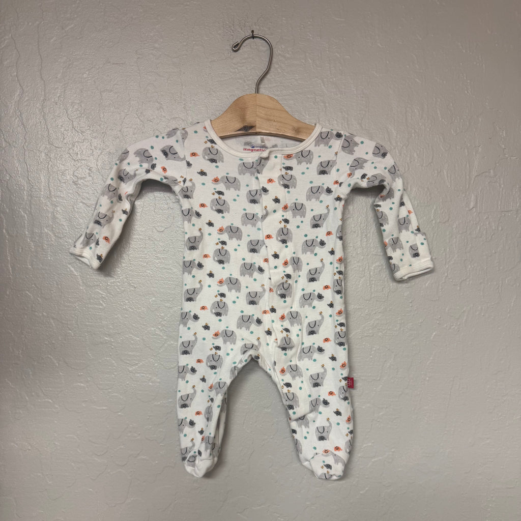 magnetic me elephant print footie 0-3M