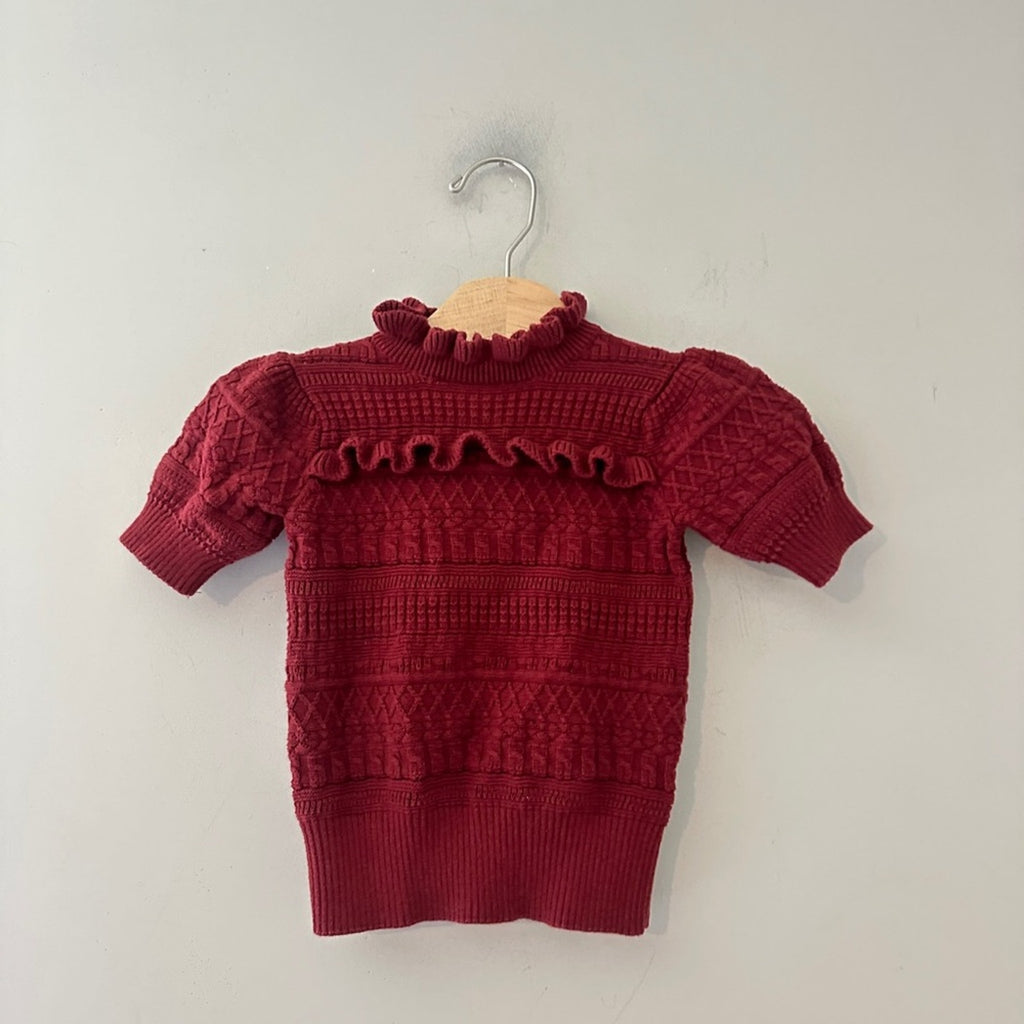 janie and jack girls' maroon knit sweater 2T