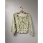 zara girls' embroidered green floral blouse 8Y