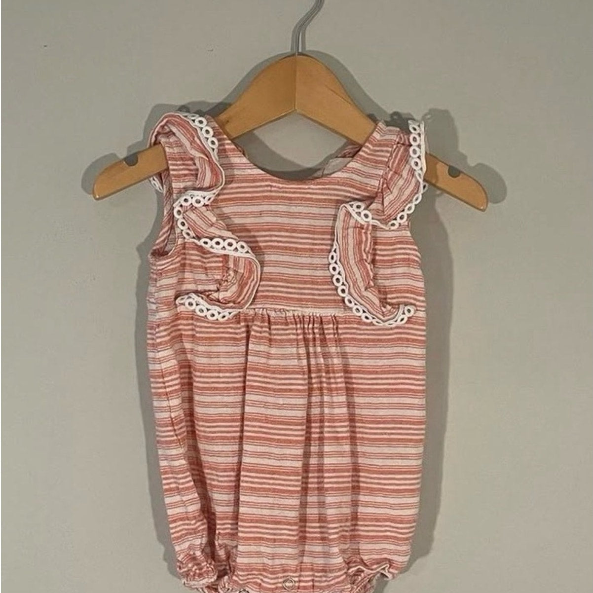 maisonette muslin stripe romper 6-9M