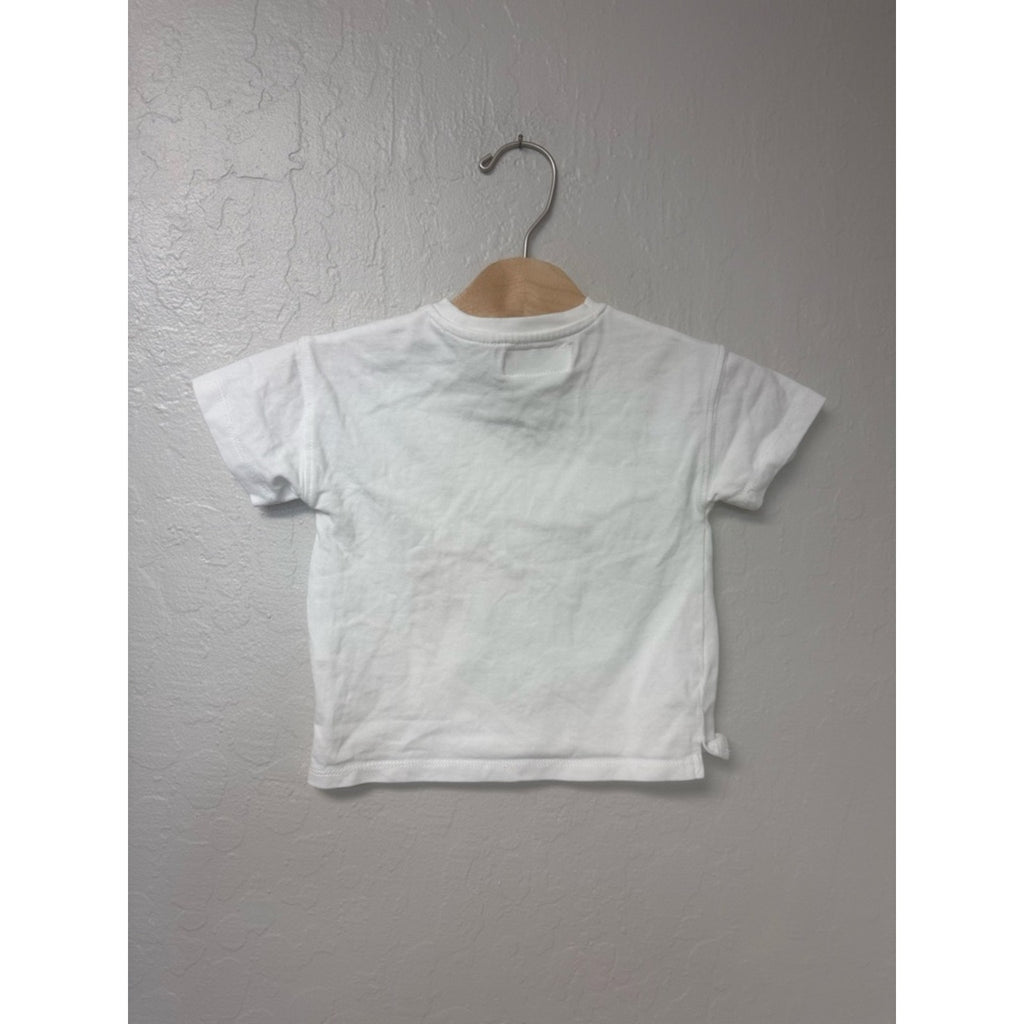 zara girls' white tee crochet flowers 2Y