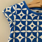 tea collection blue white tile print dress 4Y