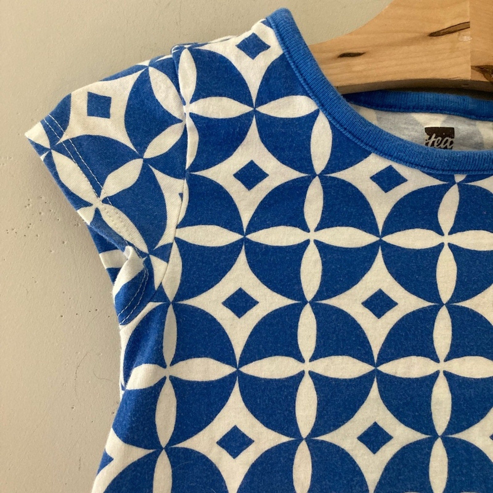 tea collection blue white tile print dress 4Y