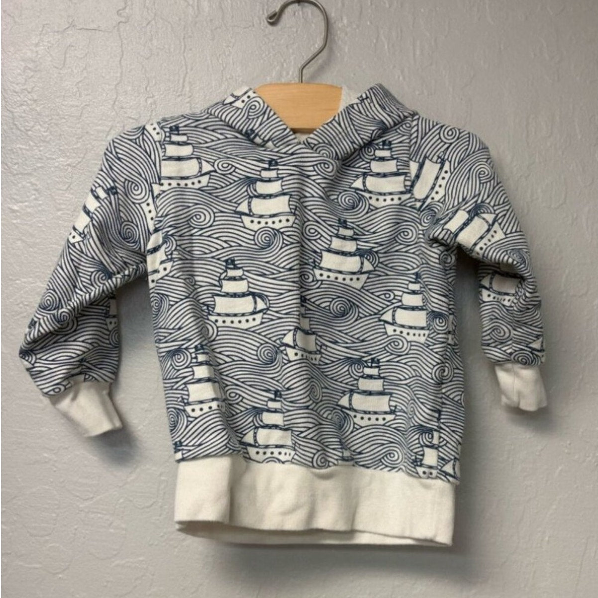 the winter water factory boys' blue white hoodie 2T